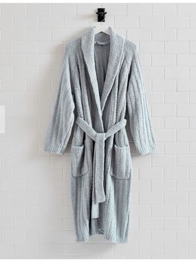 Pottery Barn Light Gray Plush Bath Robe NWT
